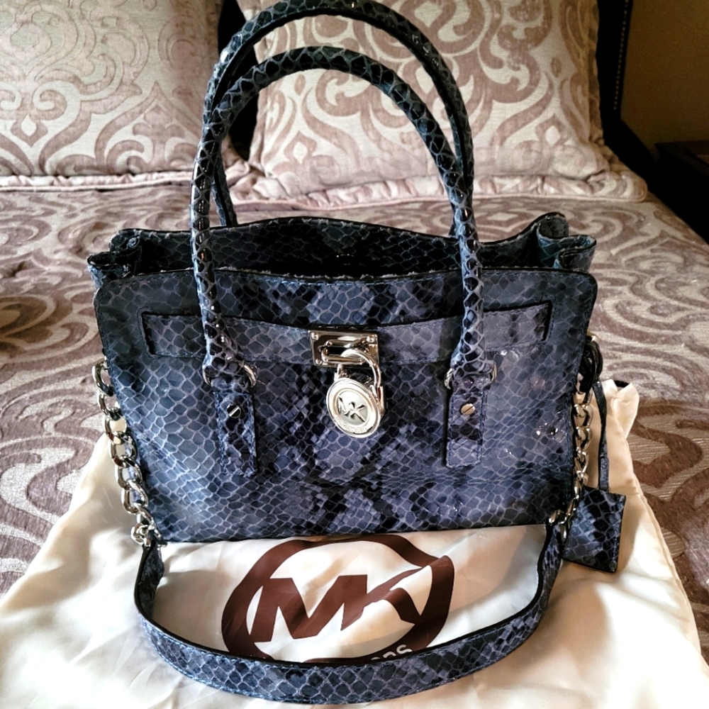 Michael Kors Blue snake skin style handbag